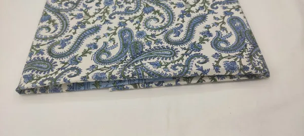 White_Cotton_Traditional_Floral_Hand_Block_Print_Unstiched_Material_For_Men's_Kurta_Shirts_&_Women's_Kurti_and_Other_Dress_Material