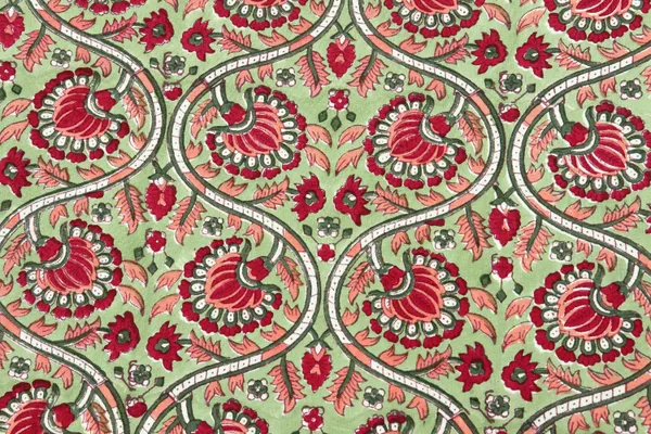 Green_Cotton_Traditional_Floral_Hand_Block_Print_Unstiched_Material_For_Men's_Kurta_Shirts_&_Women's_Kurti_and_Other_Dress_Material