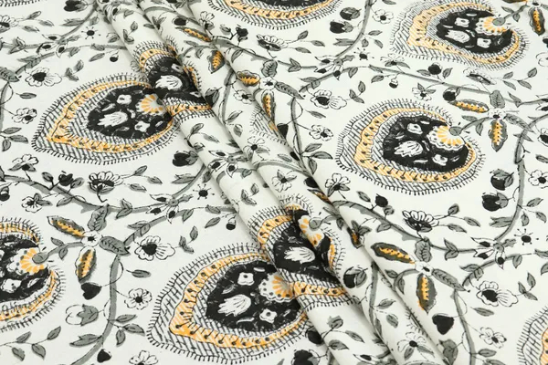 Black_Cotton_Traditional_Floral_Hand_Block_Print_Unstiched_Material_For_Men's_Kurta_Shirts_&_Women's_Kurti_and_Other_Dress_Material