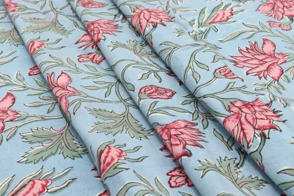 Blue_Cotton_Traditional_Floral_Hand_Block_Print_Unstiched_Material_For_Men's_Kurta_Shirts_&_Women's_Kurti_and_Other_Dress_Material