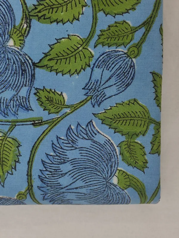 Blue_Cotton_Traditional_Floral_Hand_Block_Print_Unstiched_Material_For_Men's_Kurta_Shirts_&_Women's_Kurti_and_Other_Dress_Material