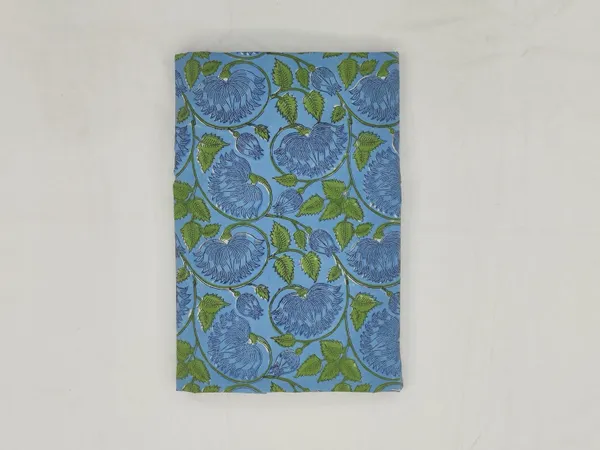 Blue_Cotton_Traditional_Floral_Hand_Block_Print_Unstiched_Material_For_Men's_Kurta_Shirts_&_Women's_Kurti_and_Other_Dress_Material