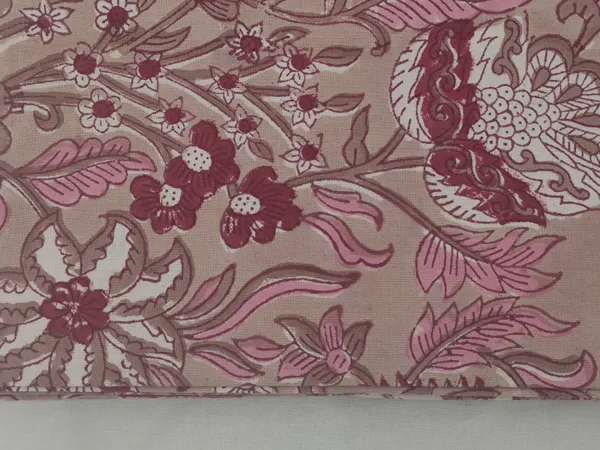 Brown_Cotton_Traditional_Floral_Hand_Block_Print_Unstiched_Material_For_Men's_Kurta_Shirts_&_Women's_Kurti_and_Other_Dress_Material