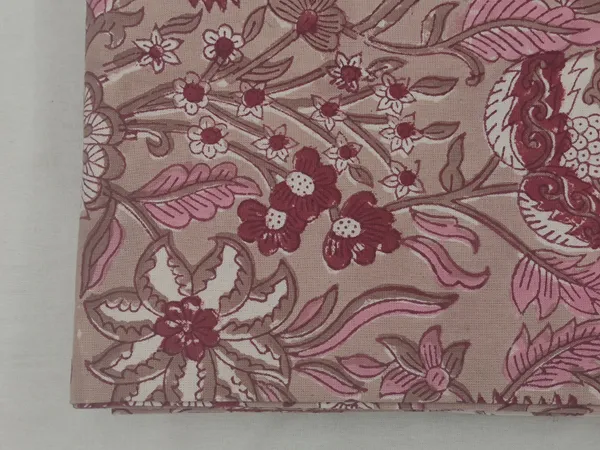 Brown_Cotton_Traditional_Floral_Hand_Block_Print_Unstiched_Material_For_Men's_Kurta_Shirts_&_Women's_Kurti_and_Other_Dress_Material