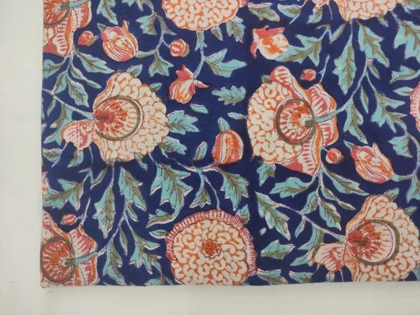 Blue_Cotton_Traditional_Floral_Hand_Block_Print_Unstiched_Material_For_Men's_Kurta_Shirts_&_Women's_Kurti_and_Other_Dress_Material