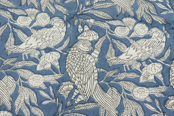 Blue_Cotton_Floral_Hand_Block_Traditional__Print_Unstiched_Material_For_Men's_Kurta_Shirts_&_Women's_Kurti_and_Other_Dress_Material
