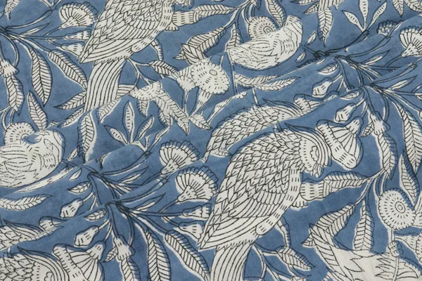 Blue_Cotton_Floral_Hand_Block_Traditional__Print_Unstiched_Material_For_Men's_Kurta_Shirts_&_Women's_Kurti_and_Other_Dress_Material