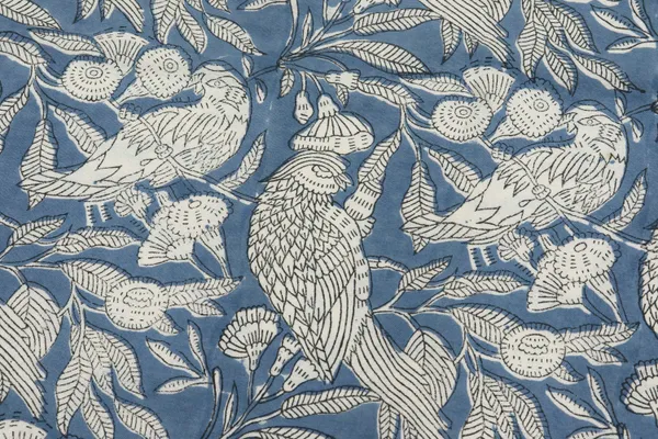 Blue_Cotton_Floral_Hand_Block_Traditional__Print_Unstiched_Material_For_Men's_Kurta_Shirts_&_Women's_Kurti_and_Other_Dress_Material