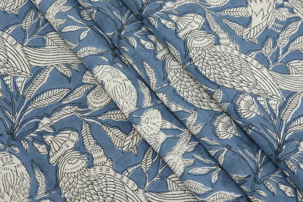 Blue_Cotton_Floral_Hand_Block_Traditional__Print_Unstiched_Material_For_Men's_Kurta_Shirts_&_Women's_Kurti_and_Other_Dress_Material