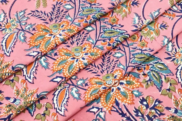 Pink_Cotton_Traditional_Floral_Hand_Block_Print_Unstiched_Material_For_Men's_Kurta_Shirts_&_Women's_Kurti_and_Other_Dress_Material