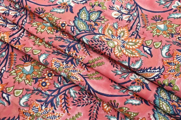 Pink_Cotton_Traditional_Floral_Hand_Block_Print_Unstiched_Material_For_Men's_Kurta_Shirts_&_Women's_Kurti_and_Other_Dress_Material