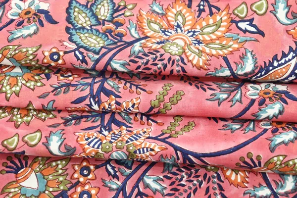 Pink_Cotton_Traditional_Floral_Hand_Block_Print_Unstiched_Material_For_Men's_Kurta_Shirts_&_Women's_Kurti_and_Other_Dress_Material