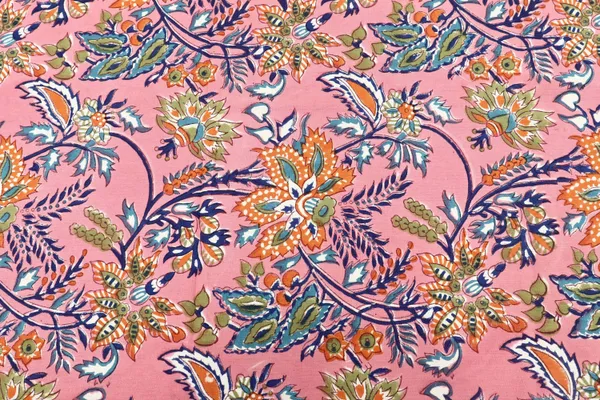 Pink_Cotton_Traditional_Floral_Hand_Block_Print_Unstiched_Material_For_Men's_Kurta_Shirts_&_Women's_Kurti_and_Other_Dress_Material