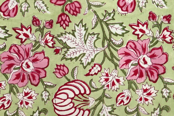 Green_Cotton_Traditional_Floral_Hand_Block_Print_Unstiched_Material_For_Men's_Kurta_Shirts_&_Women's_Kurti_and_Other_Dress_Material