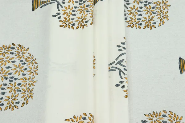 White_Cotton_Traditional_Floral_Hand_Block_Print_Unstiched_Material_For_Men's_Kurta_Shirts_&_Women's_Kurti_and_Other_Dress_Material