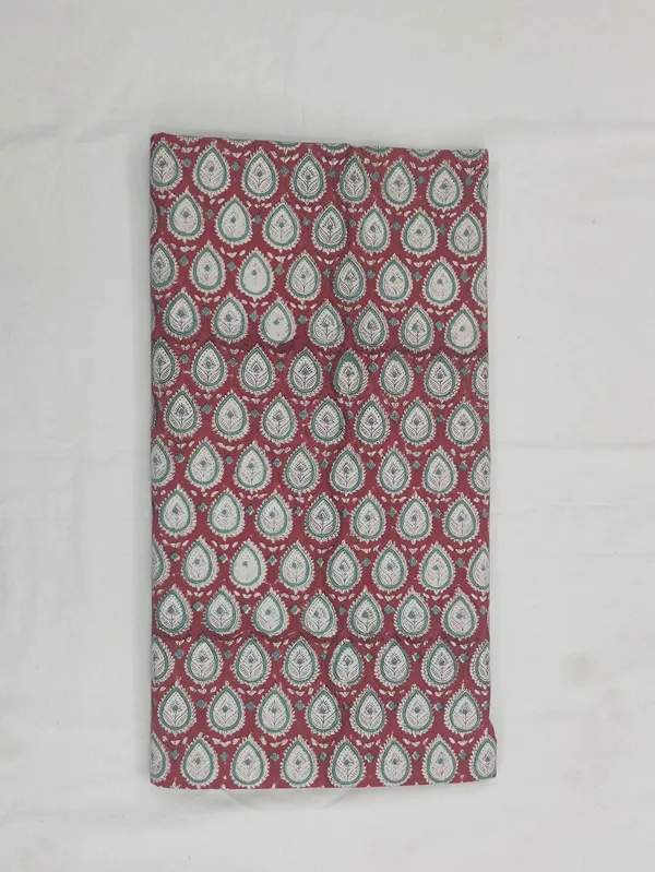 Red_Cotton_Traditional_Floral_Hand_Block_Print_Unstiched_Material_For_Men's_Kurta_Shirts_&_Women's_Kurti_and_Other_Dress_Material