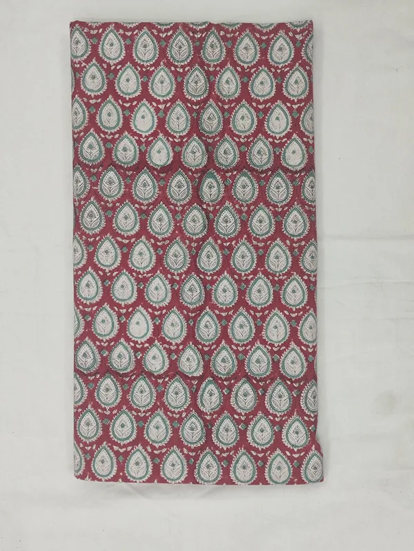 Red_Cotton_Traditional_Floral_Hand_Block_Print_Unstiched_Material_For_Men's_Kurta_Shirts_&_Women's_Kurti_and_Other_Dress_Material