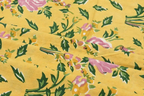 Yellow_Cotton_Traditional_Floral_Hand_Block_Print_Unstiched_Material_For_Men's_Kurta_Shirts_&_Women's_Kurti_and_Other_Dress_Material