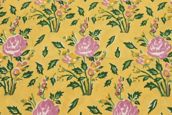 Yellow_Cotton_Traditional_Floral_Hand_Block_Print_Unstiched_Material_For_Men's_Kurta_Shirts_&_Women's_Kurti_and_Other_Dress_Material