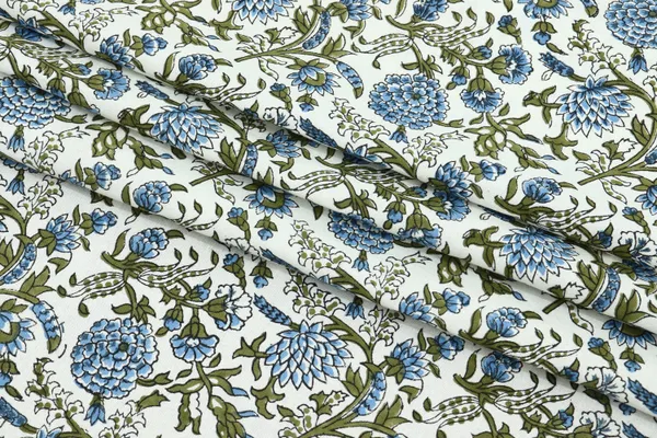 Blue_Cotton_Traditional_Floral_Hand_Block_Print_Unstiched_Material_For_Men's_Kurta_Shirts_&_Women's_Kurti_and_Other_Dress_Material
