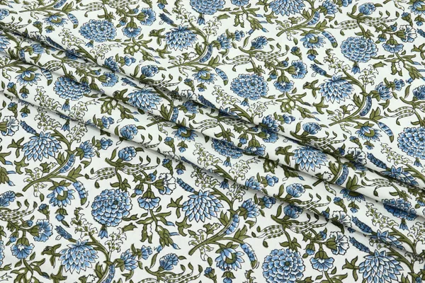 Blue_Cotton_Traditional_Floral_Hand_Block_Print_Unstiched_Material_For_Men's_Kurta_Shirts_&_Women's_Kurti_and_Other_Dress_Material