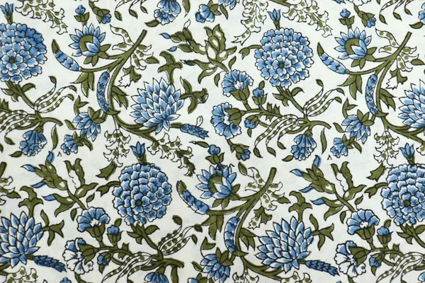 Blue_Cotton_Traditional_Floral_Hand_Block_Print_Unstiched_Material_For_Men's_Kurta_Shirts_&_Women's_Kurti_and_Other_Dress_Material