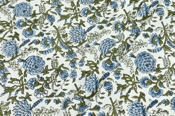 Blue_Cotton_Traditional_Floral_Hand_Block_Print_Unstiched_Material_For_Men's_Kurta_Shirts_&_Women's_Kurti_and_Other_Dress_Material