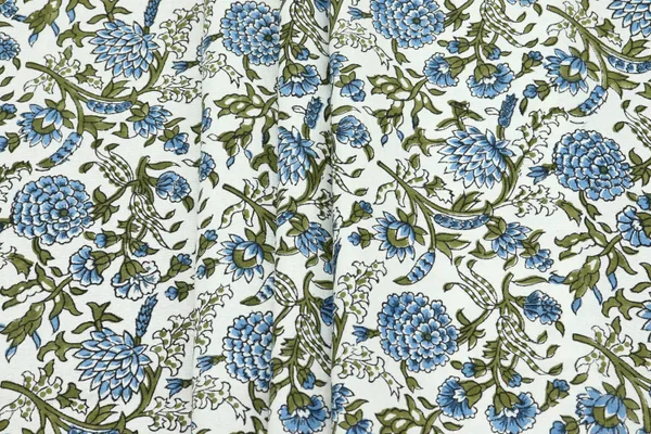 Blue_Cotton_Traditional_Floral_Hand_Block_Print_Unstiched_Material_For_Men's_Kurta_Shirts_&_Women's_Kurti_and_Other_Dress_Material