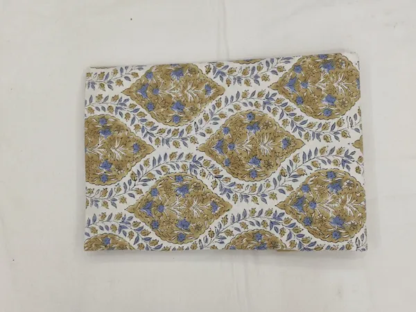 Golden_Cotton_Traditional_Floral_Hand_Block_Print_Unstiched_Material_For_Men's_Kurta_Shirts_&_Women's_Kurti_and_Other_Dress_Material