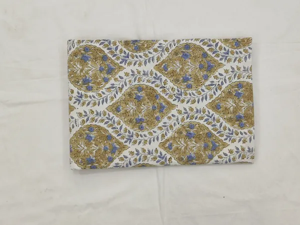 Golden_Cotton_Traditional_Floral_Hand_Block_Print_Unstiched_Material_For_Men's_Kurta_Shirts_&_Women's_Kurti_and_Other_Dress_Material