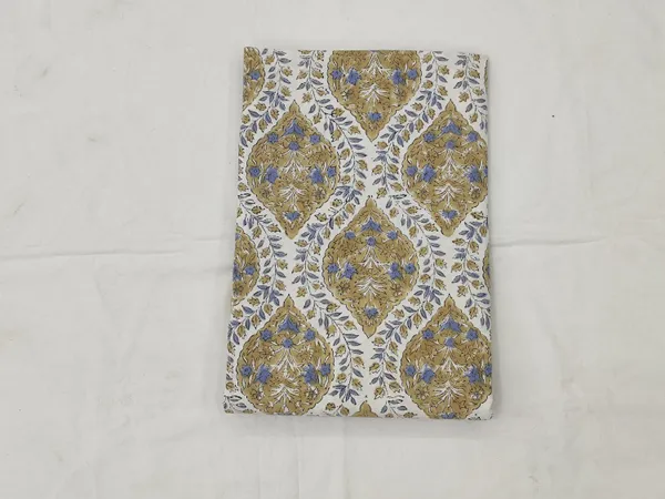 Golden_Cotton_Traditional_Floral_Hand_Block_Print_Unstiched_Material_For_Men's_Kurta_Shirts_&_Women's_Kurti_and_Other_Dress_Material