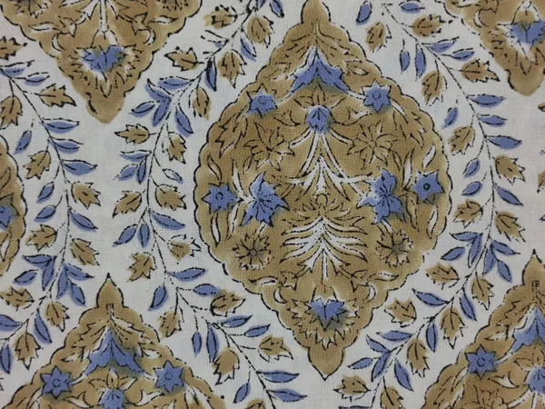 Golden_Cotton_Traditional_Floral_Hand_Block_Print_Unstiched_Material_For_Men's_Kurta_Shirts_&_Women's_Kurti_and_Other_Dress_Material
