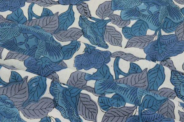 Blue_Cotton_Traditional_Floral_Hand_Block_Print_Unstiched_Material_For_Men's_Kurta_Shirts_&_Women's_Kurti_and_Other_Dress_Material