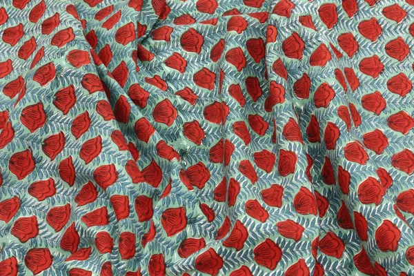 Blue_Cotton_Traditional_Floral_Hand_Block_Print_Unstiched_Material_For_Men's_Kurta_Shirts_&_Women's_Kurti_and_Other_Dress_Material