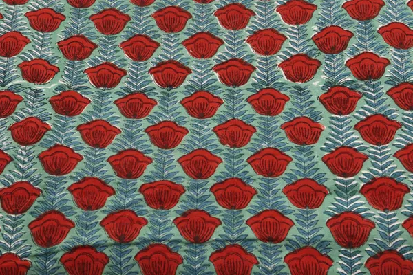 Blue_Cotton_Traditional_Floral_Hand_Block_Print_Unstiched_Material_For_Men's_Kurta_Shirts_&_Women's_Kurti_and_Other_Dress_Material