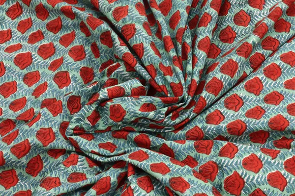 Blue_Cotton_Traditional_Floral_Hand_Block_Print_Unstiched_Material_For_Men's_Kurta_Shirts_&_Women's_Kurti_and_Other_Dress_Material
