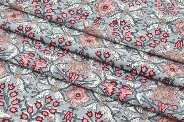 Blue_Cotton_Traditional_Floral_Hand_Block_Print_Unstiched_Material_For_Men's_Kurta_Shirts_&_Women's_Kurti_and_Other_Dress_Material