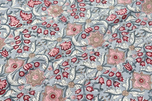 Blue_Cotton_Traditional_Floral_Hand_Block_Print_Unstiched_Material_For_Men's_Kurta_Shirts_&_Women's_Kurti_and_Other_Dress_Material