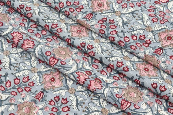 Blue_Cotton_Traditional_Floral_Hand_Block_Print_Unstiched_Material_For_Men's_Kurta_Shirts_&_Women's_Kurti_and_Other_Dress_Material