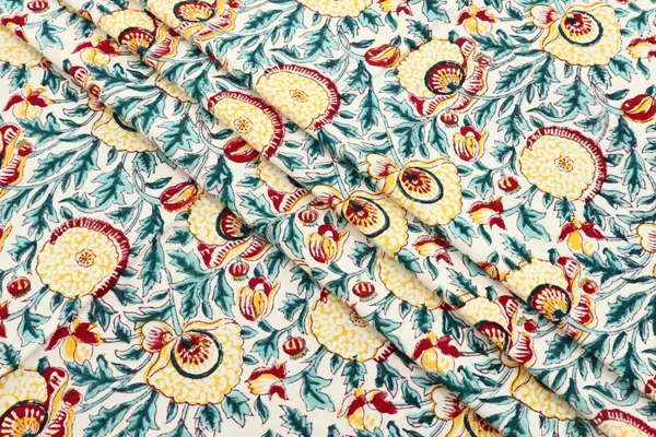 Blue_Cotton_Traditional_Floral_Hand_Block_Print_Unstiched_Material_For_Men's_Kurta_Shirts_&_Women's_Kurti_and_Other_Dress_Material