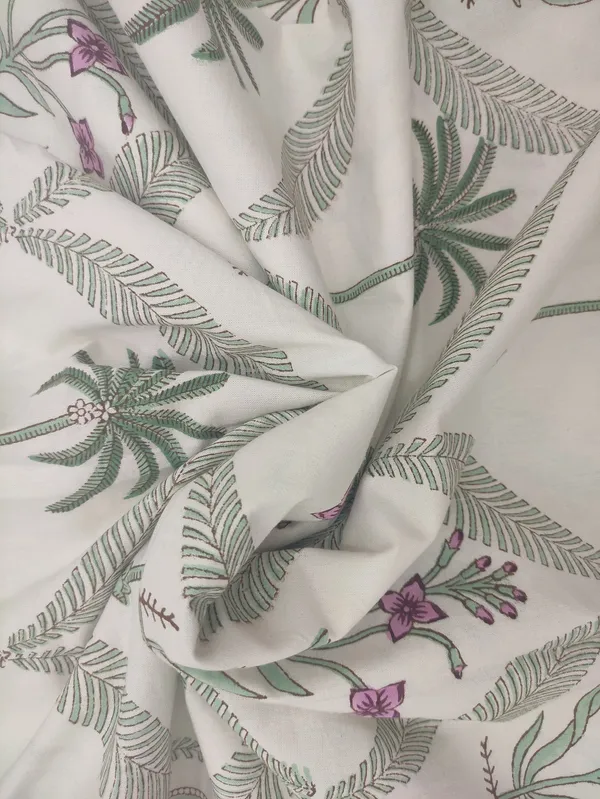 White_Cotton_Traditional_Floral_Hand_Block_Print_Unstiched_Material_For_Men's_Kurta_Shirts_&_Women's_Kurti_and_Other_Dress_Material