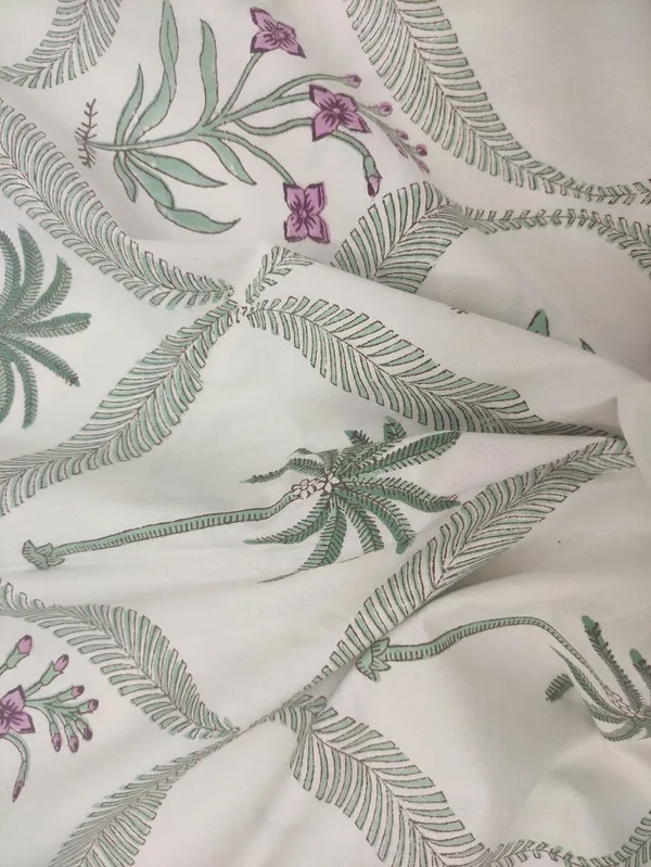 White_Cotton_Traditional_Floral_Hand_Block_Print_Unstiched_Material_For_Men's_Kurta_Shirts_&_Women's_Kurti_and_Other_Dress_Material