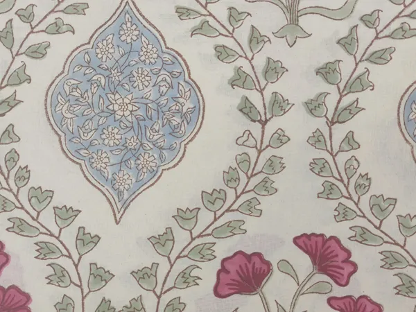 White_Cotton_Traditional_Floral_Hand_Block_Print_Unstiched_Material_For_Men's_Kurta_Shirts_&_Women's_Kurti_and_Other_Dress_Material