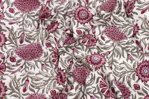 Pink_Cotton_Traditional_Floral_Hand_Block_Print_Unstiched_Material_For_Men's_Kurta_Shirts_&_Women's_Kurti_and_Other_Dress_Material