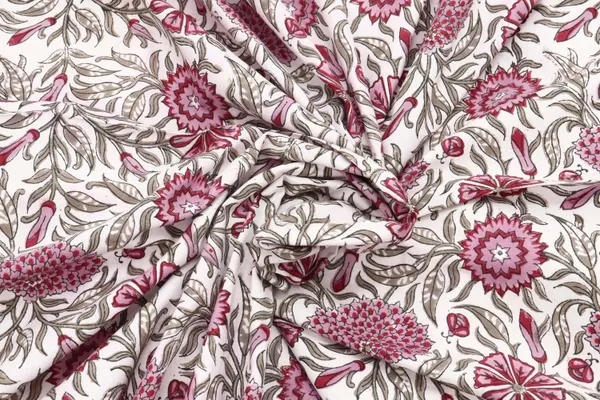 Pink_Cotton_Traditional_Floral_Hand_Block_Print_Unstiched_Material_For_Men's_Kurta_Shirts_&_Women's_Kurti_and_Other_Dress_Material