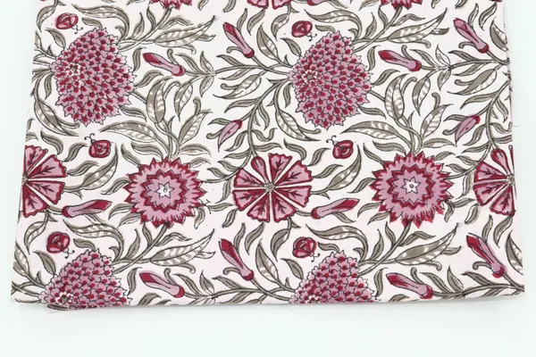 Pink_Cotton_Traditional_Floral_Hand_Block_Print_Unstiched_Material_For_Men's_Kurta_Shirts_&_Women's_Kurti_and_Other_Dress_Material