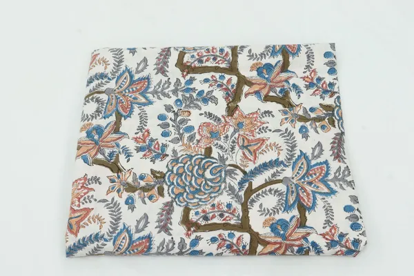 Green_Cotton_Traditional_Floral_Hand_Block_Print_Unstiched_Material_For_Men's_Kurta_Shirts_&_Women's_Kurti_and_Other_Dress_Material