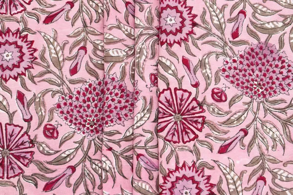 Pink_Cotton_Traditional_Floral_Hand_Block_Print_Unstiched_Material_For_Men's_Kurta_Shirts_&_Women's_Kurti_and_Other_Dress_Material