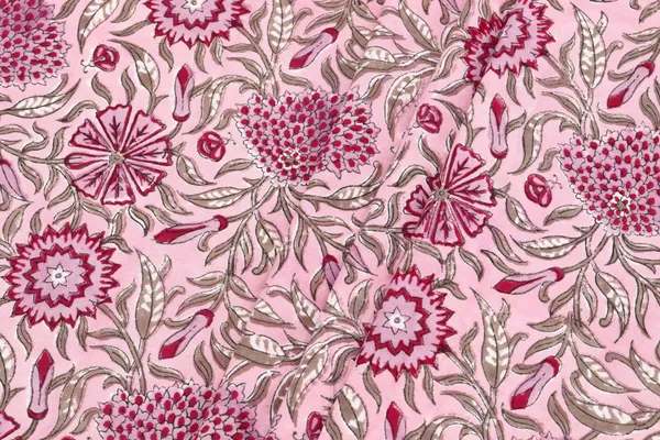 Pink_Cotton_Traditional_Floral_Hand_Block_Print_Unstiched_Material_For_Men's_Kurta_Shirts_&_Women's_Kurti_and_Other_Dress_Material