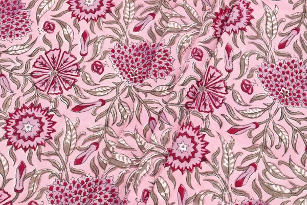 Pink_Cotton_Traditional_Floral_Hand_Block_Print_Unstiched_Material_For_Men's_Kurta_Shirts_&_Women's_Kurti_and_Other_Dress_Material